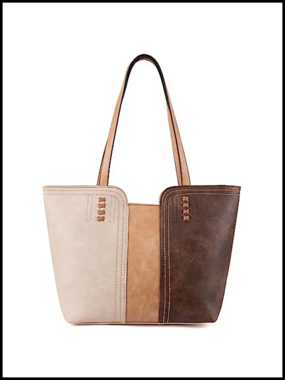 Women's Faux Leather Tote Bag with Braided Detailing